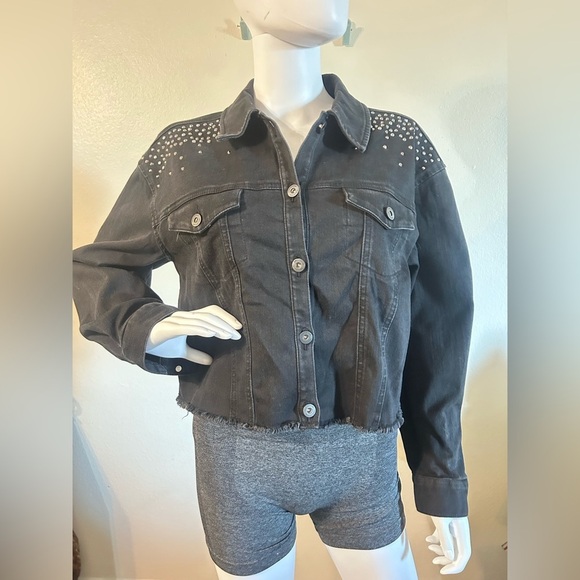 I.n.c. International Concepts Women's Embellished Denim Trucker Jacket - Picture 2 of 7